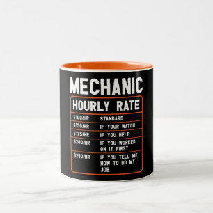 Funny Mechanic Hourly Rate Zwei-Tonen-Kaffee-Tasse Zweifarbige Tasse