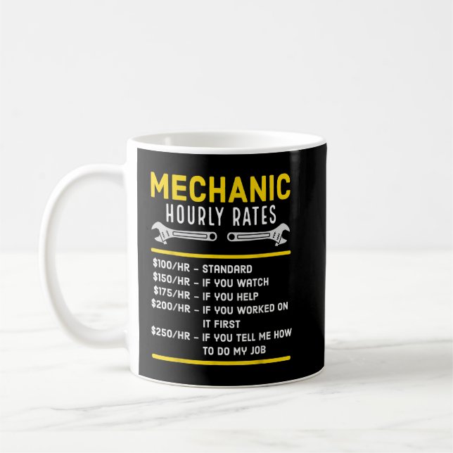 Funny Mechanic Stundensatz Kaffeetasse (Links)