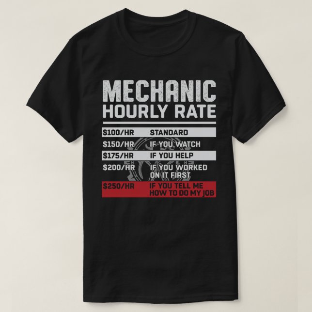 Funny Mechanic Stundensatz T-Shirt (Design vorne)