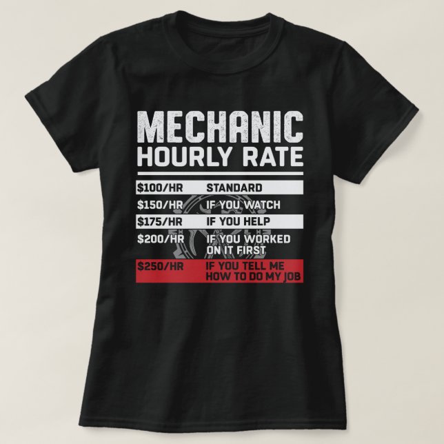 Funny Mechanic Stundensatz T-Shirt (Design vorne)