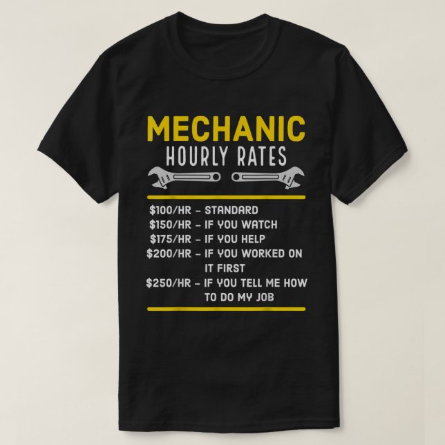 Funny Mechanic Stundensatz T-Shirt (Design vorne)