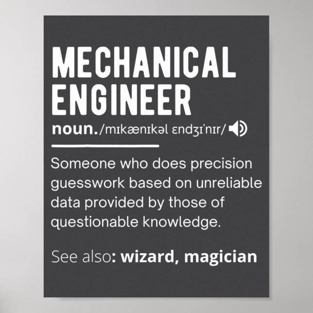 Funny Mechanical Engineer Definition Engineering  Poster (Vorne)