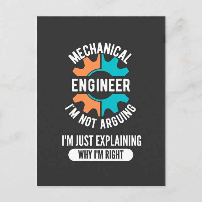 Funny Mechanical Engineer, Mechanical Engineering Postkarte (Vorderseite)