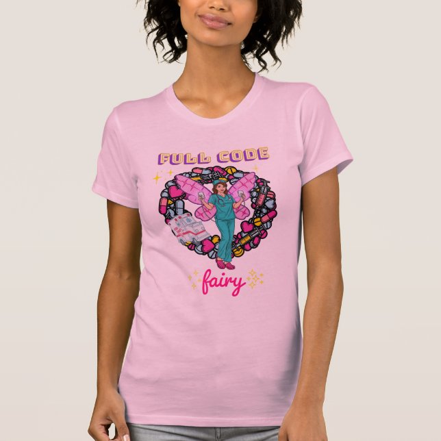 Funny Med Scrub "Full Code Fairy" Niedlich ER, RN  T-Shirt (Vorderseite)