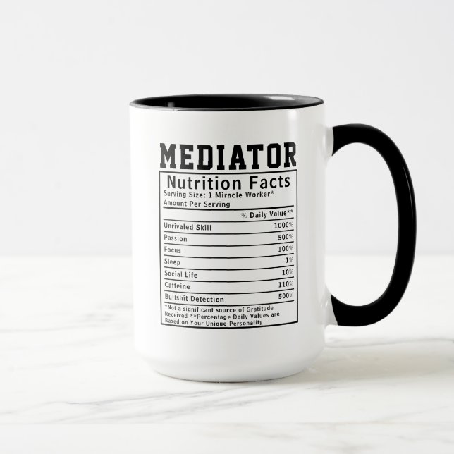Funny Mediator Nutrition Fakten Mitarbeiter Gesche Tasse (Rechts)