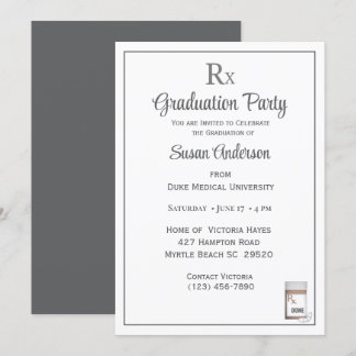 Funny Medical Rx Pill Bottle Graduation Party Einladung