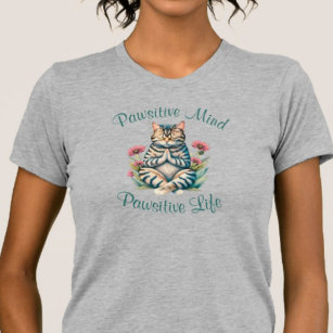Funny Meditation Cat Inspiration Positives Zitat T-Shirt