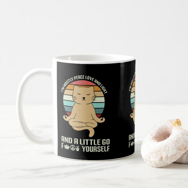 Funny Meditation Cat Yoga Liebhaber Katzen Mamas u Kaffeetasse (Mit Donut)