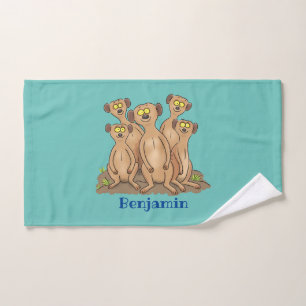 Funny meerkat Cartoon Illustration Badhandtuch Set