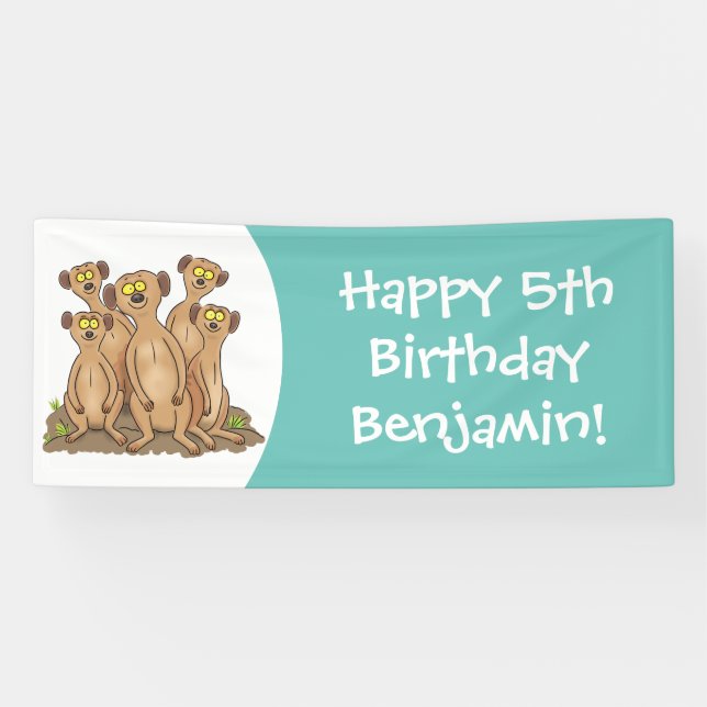 Funny meerkat Cartoon Illustration Banner (Horizontal)