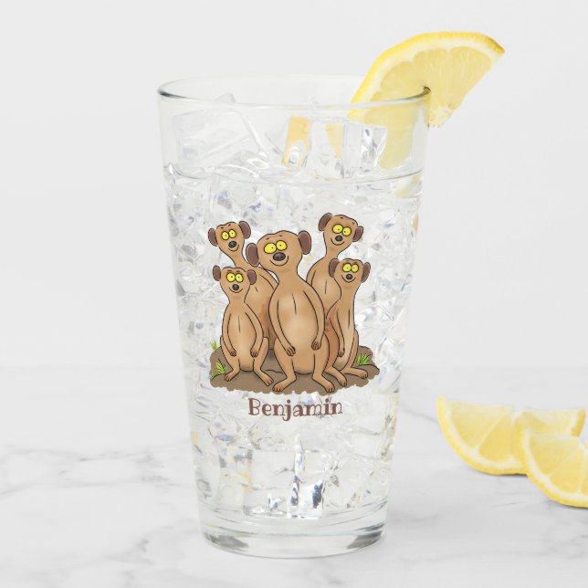 Funny meerkat Cartoon Illustration Glas (Rückseite Ice)