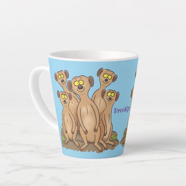 Funny meerkat Cartoon Illustration Milchtasse (Linke Ecke)