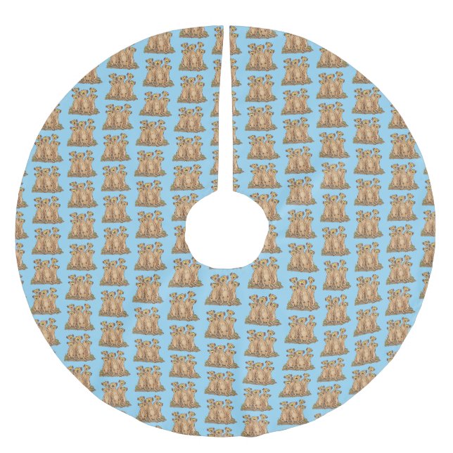 Funny meerkat Cartoon Illustration Polyester Weihnachtsbaumdecke (Vorderseite)