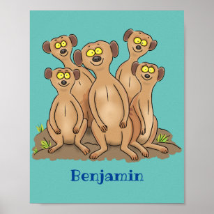 Funny meerkat Cartoon Illustration Poster