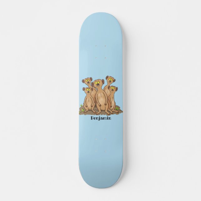 Funny meerkat Cartoon Illustration Skateboard (Vorne)