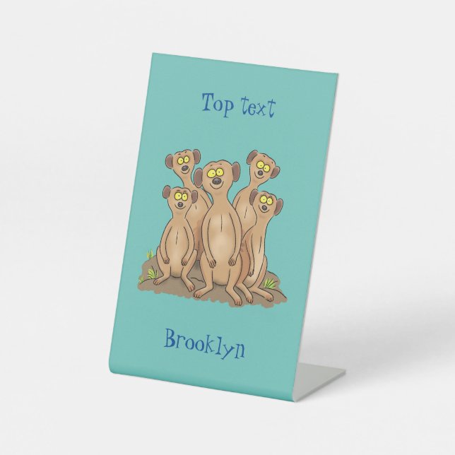 Funny meerkat Cartoon Illustration Sockelschild (Vorderseite)