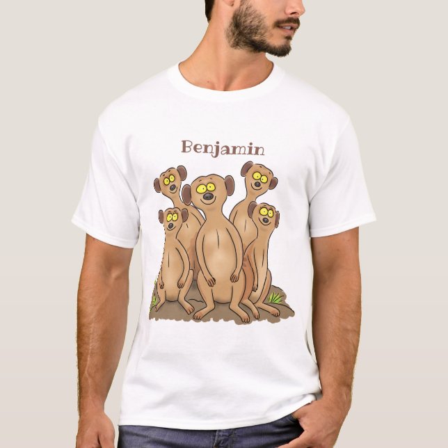 Funny meerkat Cartoon Illustration T-Shirt (Vorderseite)
