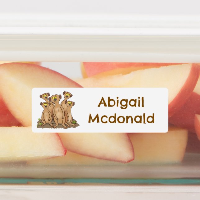 Funny meerkat Cartoon personalisiert Etiketten (Befestigt)