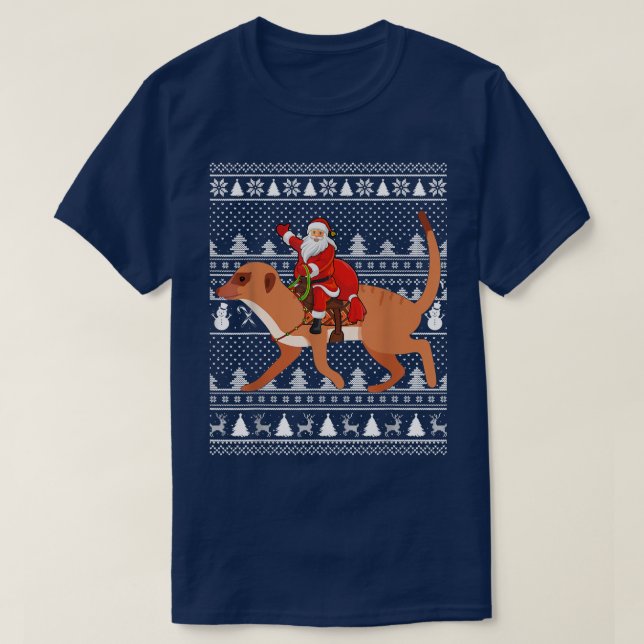 Funny Meerkat Lover Santa Riding Meerkat Ugly Chri T-Shirt (Design vorne)