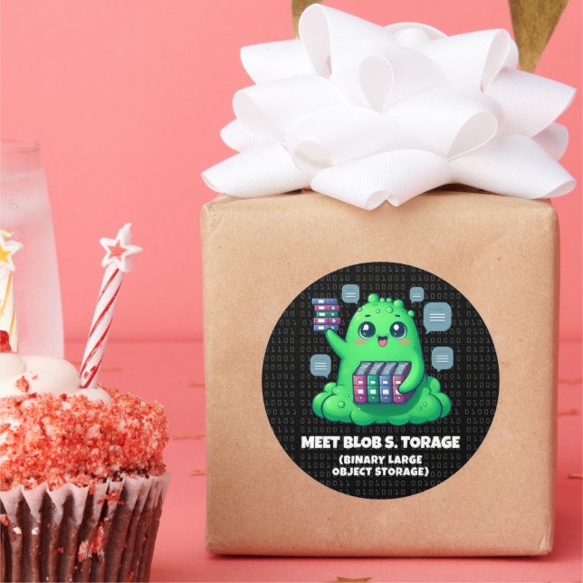 Funny Meet Blob S. Torage Binary Background Runder Aufkleber (Party)