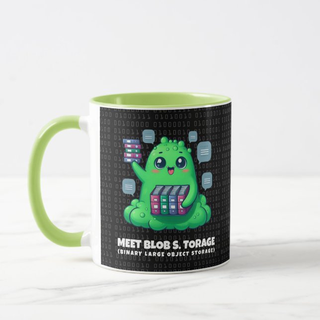 Funny Meet Blob S. Torage Binary Background Tasse (Links)