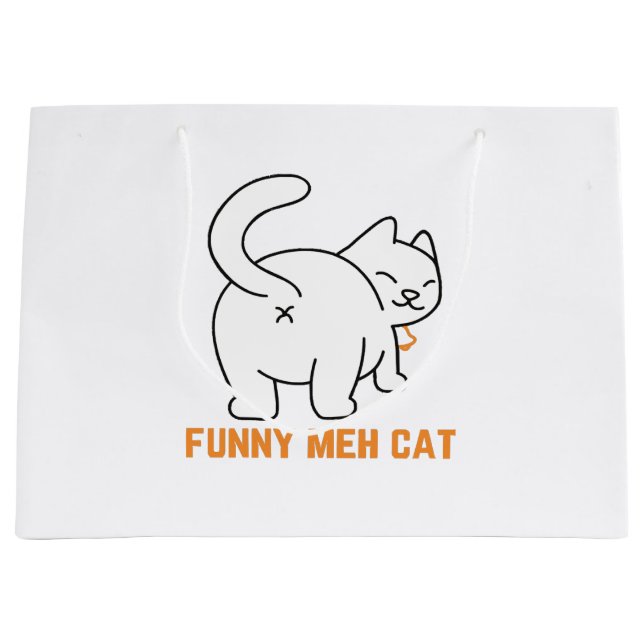 Funny Meh Cat Große Geschenktüte (Vorderseite)
