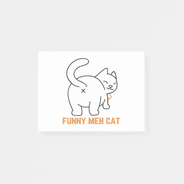 Funny Meh Cat Post-it Klebezettel (Vorderseite)