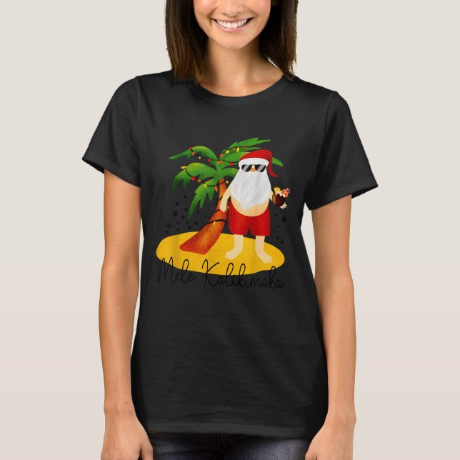 Funny Mele Kalikimaka Aloha Christmas Hawaiian San T-Shirt (Vorderseite)