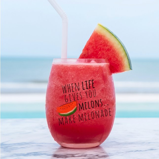 Funny Melonade Persönliche Stemless Weine Glas (If you love watermelon juice (and who doesn't) add your name to this stemless wine glass & sip away)