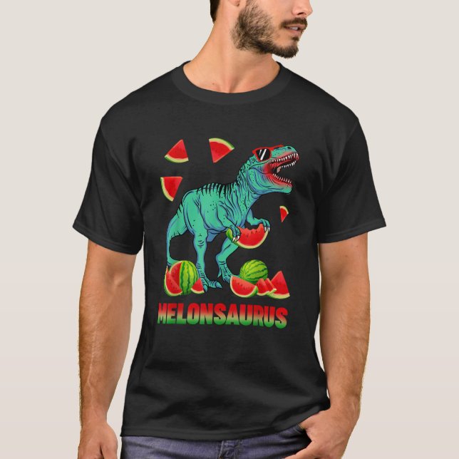 Funny Melonsaurus Watermelon Dinosaur T Rex Summer T-Shirt (Vorderseite)