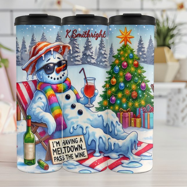 Funny Meltdown Snowman mit Wein Thermosbecher (Von Creator hochgeladen)