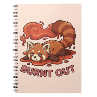 Funny Melting Red Panda Burnt Out Sticker | Cute Notizblock