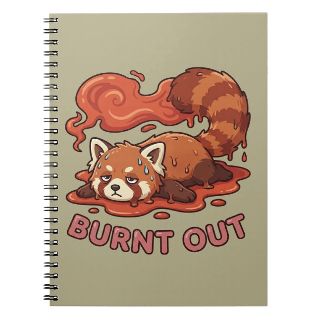 Funny Melting Red Panda Burnt Out Sticker | Cute  Notizblock (Vorderseite)