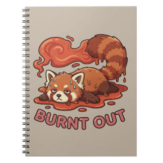 Funny Melting Red Panda Burnt Out Sticker | Cute Notizblock