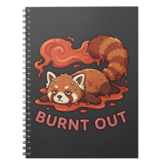 Funny Melting Red Panda Burnt Out Sticker | Cute Notizblock