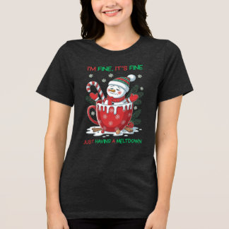 Funny Melting Snowman Weihnachten Tri-Blend Shirt