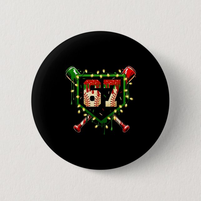 Funny Meme 67 Christmas Baseball Ice Cream Men Boy Button (Vorderseite)