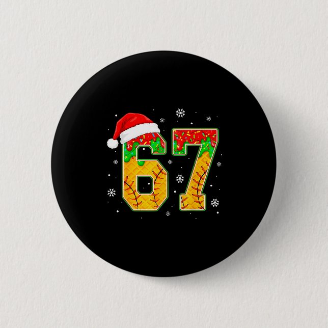 Funny Meme 67 Christmas Baseball Ice Cream Men Boy Button (Vorderseite)