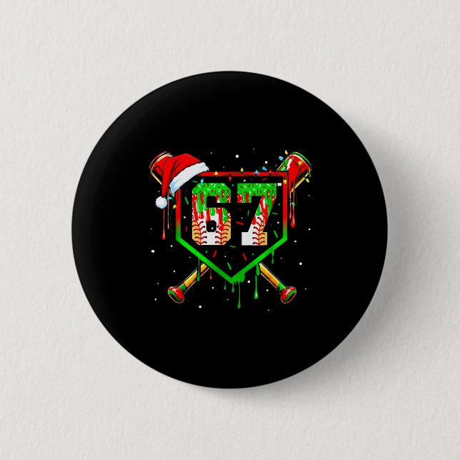 Funny Meme 67 Christmas Baseball Ice Cream Men Boy Button (Vorderseite)