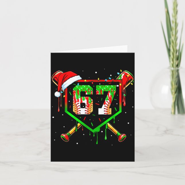 Funny Meme 67 Christmas Baseball Ice Cream Men Boy Karte (Vorderseite)