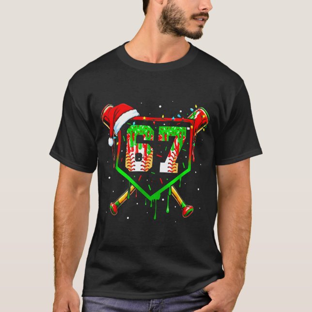 Funny Meme 67 Christmas Baseball Ice Cream Men Boy T-Shirt (Vorderseite)