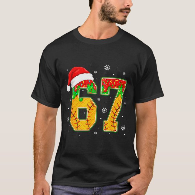 Funny Meme 67 Christmas Baseball Ice Cream Men Boy T-Shirt (Vorderseite)