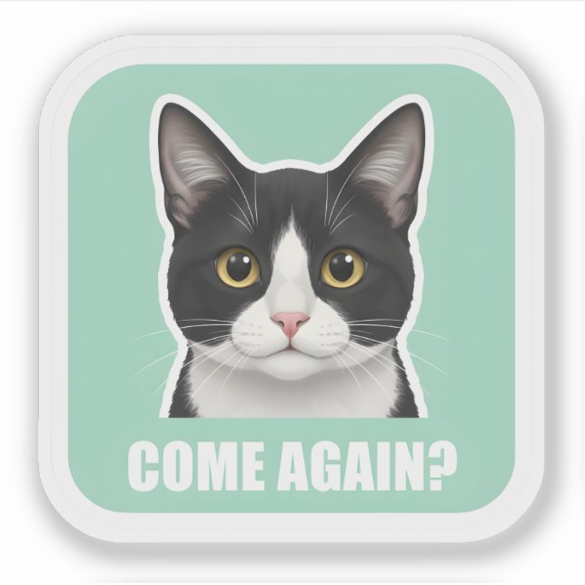 Funny Meme Cat – “Come Again?” Sassy Cat Reaction, Aufkleber (Vorderseite)