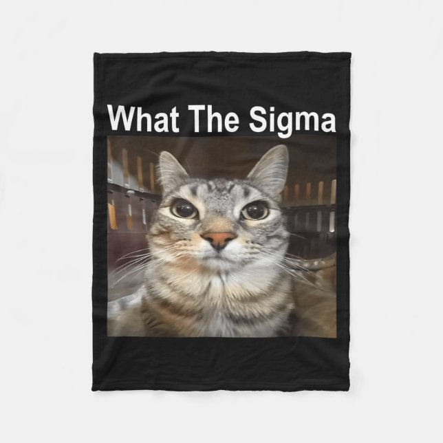 Funny Meme Cat What The Sigma Cute Cat Meme Quote  Fleecedecke (Vorderseite)