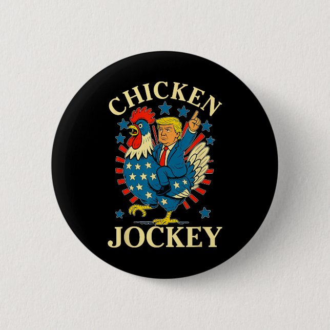 Funny Meme Chicken Jockey Button (Vorderseite)
