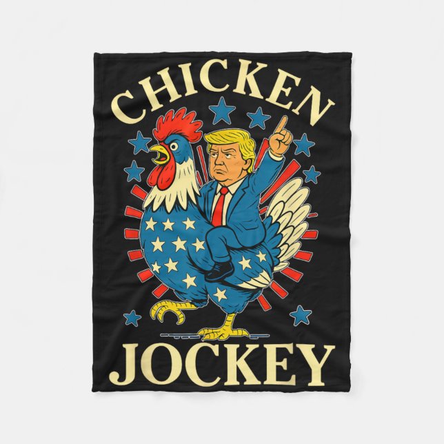 Funny Meme Chicken Jockey Fleecedecke (Vorderseite)