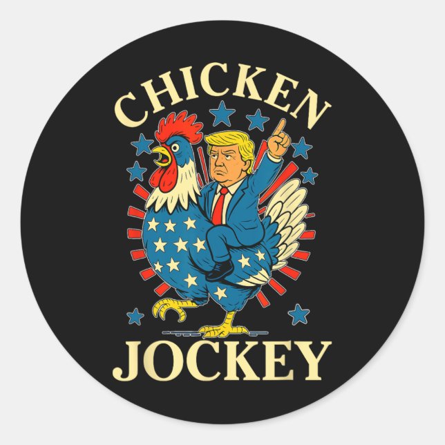 Funny Meme Chicken Jockey Runder Aufkleber (Vorderseite)