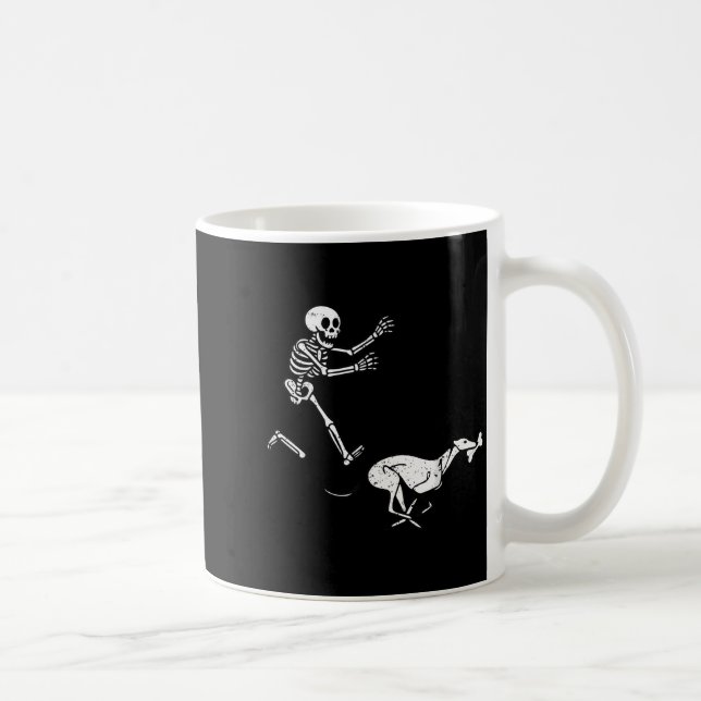 Funny Meme Greyhound Running Skeleton Halloween  Kaffeetasse (Rechts)