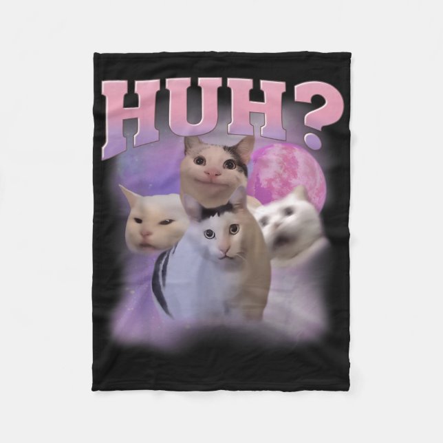 Funny Meme Huh Cat Shirt Cat Lovers Spaß Fleecedecke (Vorderseite)
