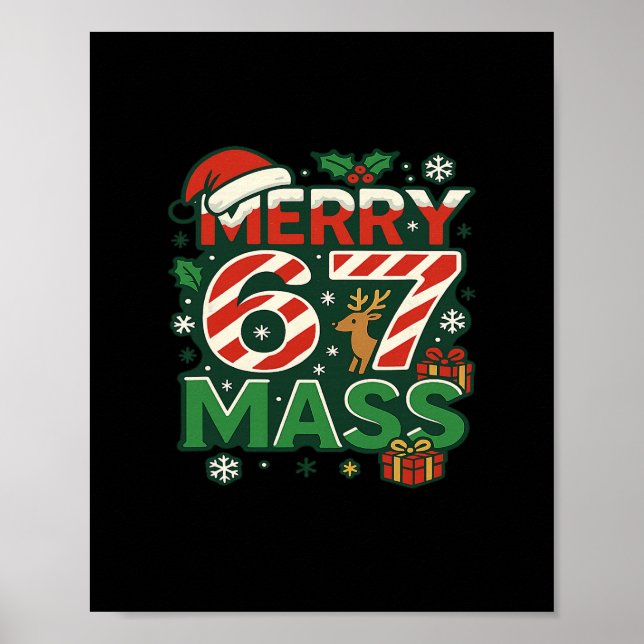 Funny Meme Merry 67 M Candy Cane Christmas Numbers Poster (Vorne)